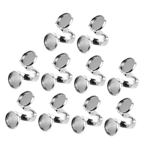 LIFKOME 10 Stück Teiliges Verstellbares Ringrohling für Schmuckherstellung Silberfarbene Ringbasis DIY Schmuckzubehör für Individuelle Ringe und Bastelprojekte von LIFKOME