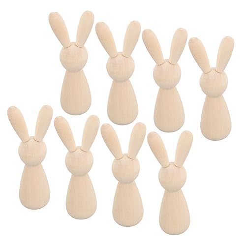 LIFKOME 10 Stück Unbemalte Holzhasen Figuren zum Basteln Diy Holzpuppen für Kreative Dekoration für Ostern und Gestaltung von LIFKOME