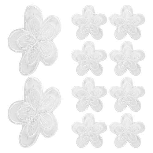 LIFKOME 10 Stück Weiße Organza-spitzenflicken, Selbstklebend, Ohne Nähen, Bestickte Blumenapplikationen Zum Reparieren Von Kleidung, Röcken Und Spitzenkleidern von LIFKOME