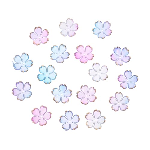LIFKOME 100 Stück Acryl Petal Kirschblüten Spacer Perlen Farbverlauf Blau mit Goldrand Langlebige DIY Schmuckperlen für Armbänder Halsketten Ohrringe Einfache Fädelung Vielseitig für von LIFKOME