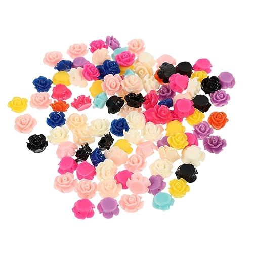 LIFKOME 100 Stück Bunte Resin Rosenblüten Anhänger mit DIY Schmuckperlen für Ohrringe Halsketten und Armbandherstellung Vielseitige Bastelmaterialien für Handgefertigten Schmuck von LIFKOME