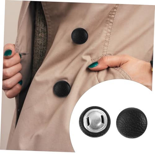 LIFKOME 100 Stück Hochwertige Lederknöpfe DIY Nähzubehör für Kleidung Taschen und Jacken Robuste Glatte Oberfläche Langlebige Schwarze Zierknöpfe von LIFKOME