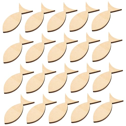 LIFKOME 100 Stück Holz Fische Bastelschnitte Unlackierte Holzscheiben für DIY Dekoration für Partys und Tischdeko zum Malen und Gestalten von LIFKOME