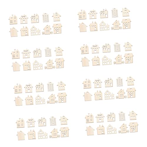 LIFKOME 100 Stück Holzhaus Formen Holzscheiben zum Basteln Unbehandelte DIY Holzchips für Originelles Malen und Streudeko Holz Deko Scheiben für Kindergarten und Familienzeit von LIFKOME