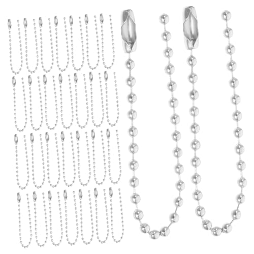 LIFKOME 100 Stück Kugelketten-schlüsselanhänger, Silberne Kugelkette, 2,4 Mm Durchmesser, Perlenkette Mit Kugelverbinder Für Anhänger, Schmuckherstellung, Basteln, Erkennungsmarke von LIFKOME