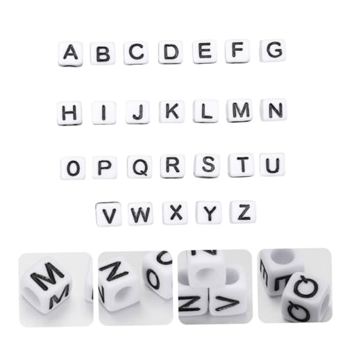 LIFKOME 100 Stück Quadratische Acryl Buchstabenperlen DIY Schmuckzubehör für Bastelperlen zum Auffädeln Langlebig Schmutzabweisend Vielseitig für Armbänder Halsketten von LIFKOME