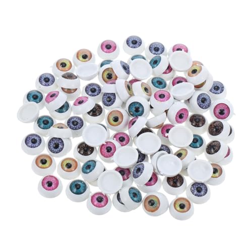 LIFKOME 100 Stück Runde Cartoon Augen für DIY Projekte Bastelaugen Resin für Puppen und Gemischte Farben Zubehör für Handwerksprojekte und Kinderbasteln von LIFKOME