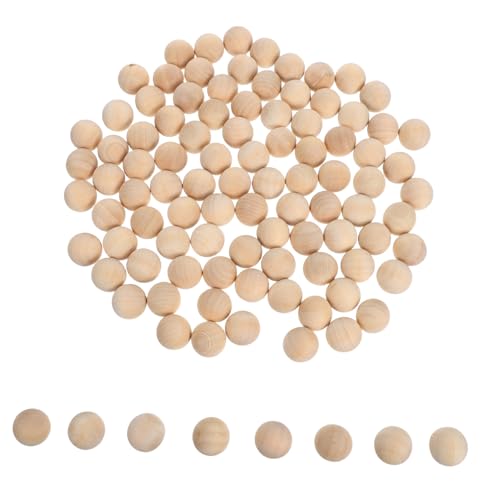 LIFKOME 100 Stück Stabile Unbehandelte Holzkugeln ohne Loch für DIY Schmuck Basteln und Dekorative Handwerksprojekte aus Massivem Naturholz von LIFKOME