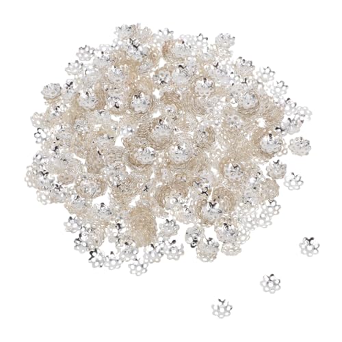 LIFKOME 1000 Stück Eisen Perlenkappen Blumendesign Schmuck Endkappen Spacer für Diy Armbänder Halsketten Bastelbedarf Silber pro Packung von LIFKOME