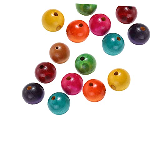LIFKOME 100 Stück Bunte Runde Holzperlen Farbige Holzperlen Diy-bastelperlen Kreatives Diy-schmuckzubehör Für Kinder Zu Hause von LIFKOME