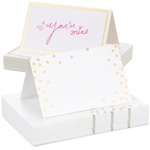 LIFKOME 100Stücke Namens Tischkarten für Hochzeiten Sitzplatzkarten für Tischdekoration mit Goldfarbigem Rahmen Goldenen für Feste von LIFKOME