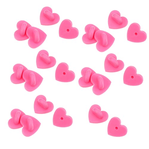 LIFKOME 100Stücke Pinke Herzförmige Pin Backs für Broschen Einfache Anstecknadeln für Schmuckherstellung und Bastelprojekte Sicherer Halt durch Gummistiftunterlage von LIFKOME
