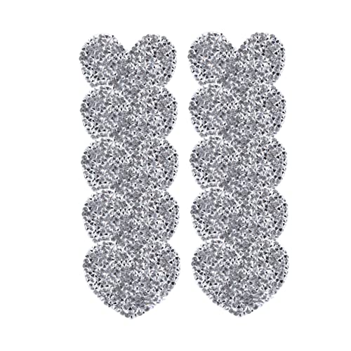 LIFKOME 10Stücke Herzförmige Strass Aufnäher Teiliges Selbstklebende und Aufbügelbare Applikationen für Kleidung und Taschen Dekorative Stickflicken für DIY Handwerk und Reparatur von LIFKOME