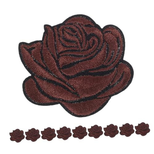 LIFKOME 10Stücke Rosen Bestickte Eisen Flecken Blumenapplikationen für Kleidung Taschen und Jacken DIY Nähpatches mit Detaillierter Rosenstickerei zur Stoffreparatur und Dekoration von LIFKOME