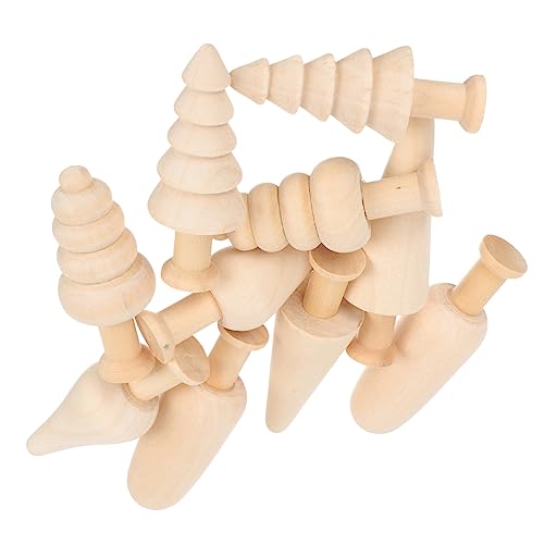 LIFKOME 10Stücke Unbemalte Holzbaumfiguren Miniaturbaumspielzeug Holzformen Für Basteln Dekoration Für Ostern Und DIY Projekte von LIFKOME