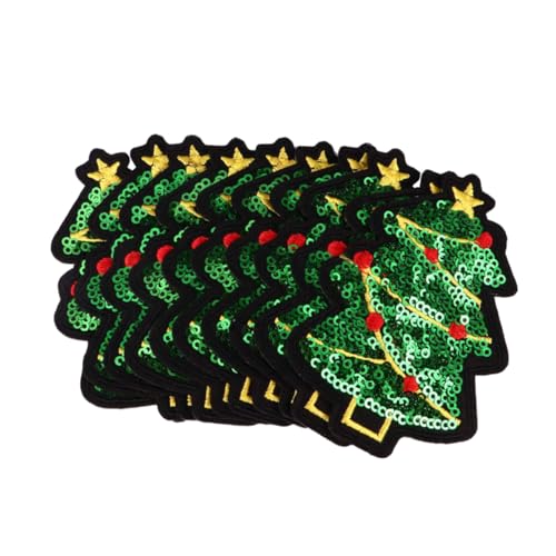 LIFKOME 10Stücke Weihnachts Patches Zum Aufbügeln Glitzernde Weihnachtsbaum Aufnäher Bestickte Flicken Für Kleidung Jeans Hüte Jacken Und Sweater Dekorationen Grün von LIFKOME
