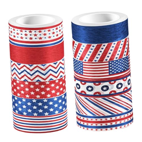 LIFKOME 12 Rollen Dekoratives Klebeband für Unabhängigkeitstag Diy Scrapbooking Tape mit Sternen und Streifen für Patriotische Feiern und Kreative Projekte von LIFKOME