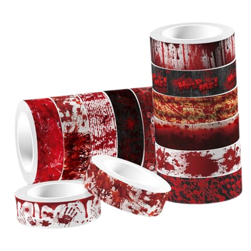 LIFKOME 12 Rollen Halloween Blutige Waschtape Diy Crafting Tape für Scrapbooking Handgefertigte Notizen und Kreative Projekte Selbstklebend für Halloween Dekorationen von LIFKOME