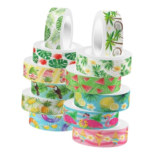 LIFKOME 12 Rollen Hawaii Flamingo Washi Tape Selbstklebendes Wiederverwendbares Scrapbook dekorationsband Vielseitig Einsetzbar für DIY Bastelprojekte Tagebücher Planer Kreative LIFKOME 12 Rollen Hawaii Flamingo Washi Tape Selbstklebendes Wiederverwendbares Scrapbook dekorationsband Vielseitig Einsetzbar für DIY Bastelprojekte Tagebücher Planer Kreative von LIFKOME