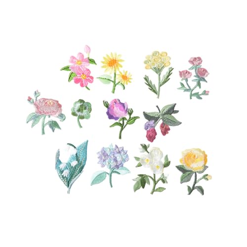 LIFKOME 12 Stück Blumen Stickerei Patches Bunte DIY Aufnäher für Kleidung Taschen und Handwerk zum Aufnähen und Dekorieren von Casual Wear und Kinderbekleidung von LIFKOME