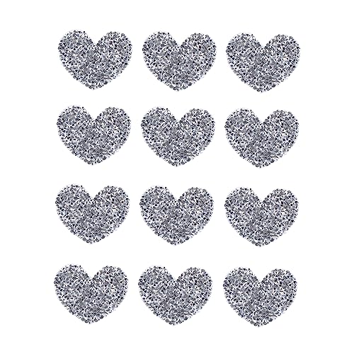LIFKOME 12 Stück Herzförmige Strass Patches Glitzer Aufnäher zum Aufbügeln DIY Applikationen für Kleidung Hüte Taschen zum Verstecken von Schäden für Kreative Projekte von LIFKOME