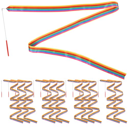 LIFKOME 12 Stück Tanzbänder Regenbogen-Luftschlangen Band Für Rhythmische Gymnastik Wirbelnde Zauberstäbe Auf Stöcken Für Künstlerisches Tanzen Für Kinder 2 M von LIFKOME