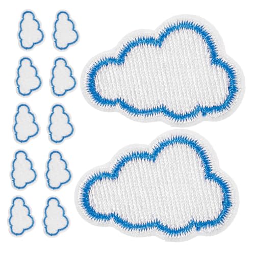 LIFKOME 12 Stück Teiliges Cloud Form Aufnäher DIY Bügelflicken für Kleidung Jeans Jacken und Rucksäcke Bestickte Wolken Accessoires für Kreative Bastelprojekte von LIFKOME