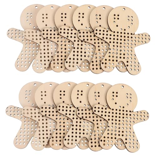 LIFKOME 12 Stück Teiliges Diy Holzanhänger im Lebkuchenmann Design Robuste Holzplatten zum Kreuzstich Sticken Vielseitige Bastelvorlage für Weihnachtsdekoration und Kreative Heimgestaltung von LIFKOME
