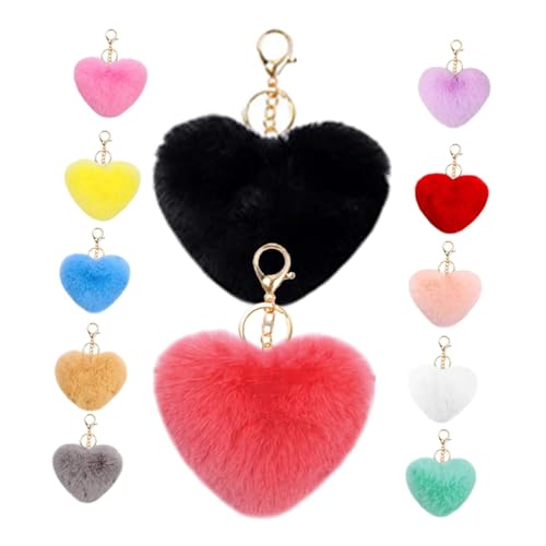LIFKOME 12 Stück Teiliges Herzförmige Pompom Schlüsselanhänger Bunte Plüschball Anhänger für Schlüsselbund Taschen und für Valentinstag und Besondere Anlässe LIFKOME 12 Stück Teiliges Herzförmige Pompom Schlüsselanhänger Bunte Plüschball Anhänger für Schlüsselbund Taschen und für Valentinstag und Besondere Anlässe von LIFKOME