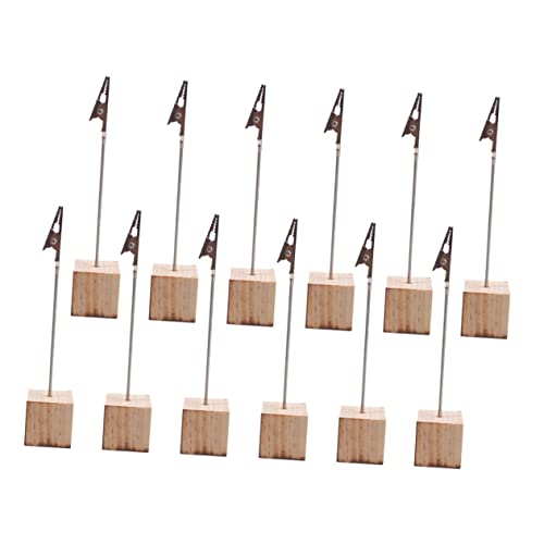 LIFKOME 12 Stück Teiliges Holz Kartenhalter mit Rundem Sockel Memo Notizclip Halter für Büro und Veranstaltungen und Platzsparend für Visitenkarten und Notizen von LIFKOME
