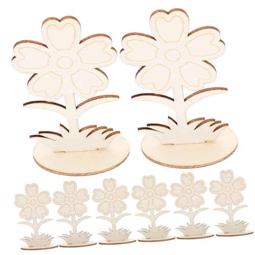 LIFKOME 12 Stück Teiliges Holzblumen zum Bemalen Naturbelassene Holzblumen Ausschnitte für DIY Bastelprojekte Robuste Holzblütenornamente mit Glatter Oberfläche für Frühling Hochzeit von LIFKOME