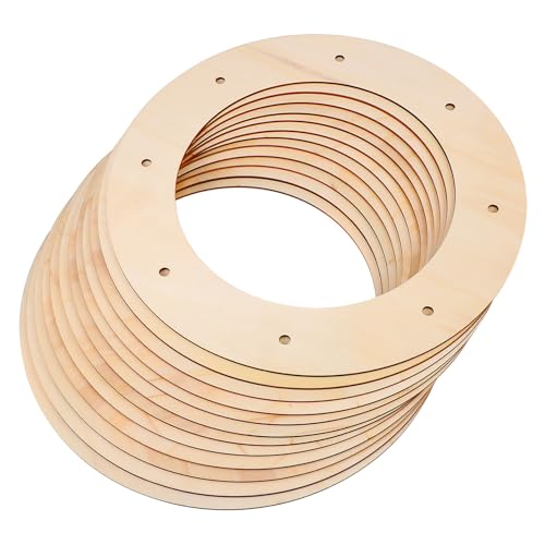 LIFKOME 12 Stück Teiliges Holzkranzrahmen Rund Robustes Holz mit Dekorationslöchern für DIY blumenkränze Adventskranz Basteln Einfache Handhabung Vielseitige Dekoration von LIFKOME