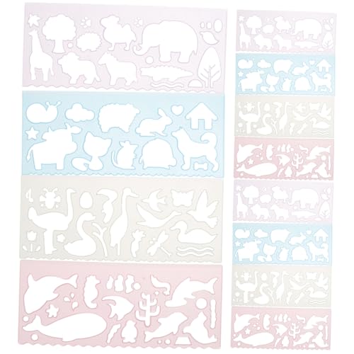 LIFKOME 12 Stück Teiliges Schablonen Set für Tier Malvorlagen Material Wiederverwendbare Bastelschablonen für DIY Projekte Geeignet für Malen Scrapbooking und Grußkarten von LIFKOME