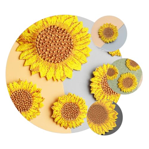 LIFKOME 12 Stück Teiliges Sonnenblumen Stickerei Patches mit Bügelflicken Bestickte Aufnäher für Kleidung und Taschen DIY Garment Accessories zum Aufnähen und Reparieren Verschiedene von LIFKOME