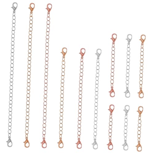LIFKOME 12 Stück Teiliges Verlängerungskettchen aus Langlebiger Legierung in Gold Silber und Roségold Vielseitig Einsetzbar als Kettenverlängerung für Halsketten Armbänder und Fußkettchen von LIFKOME