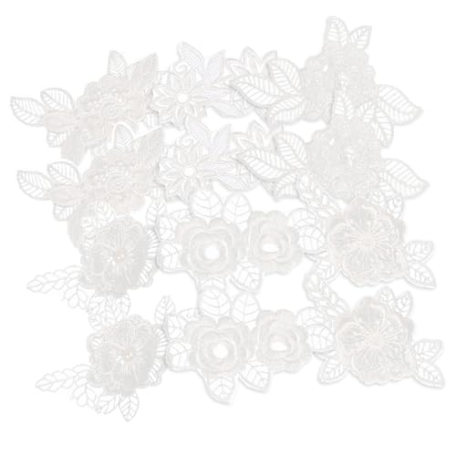 LIFKOME 12 Stück Teiliges Weiße Spitzenblumen Applikationen zum Aufbügeln Dekorative Nähflicken für Kleidungsreparatur und DIY bekleidung Vielseitige Stoffpatches für Mode und Basteln von LIFKOME