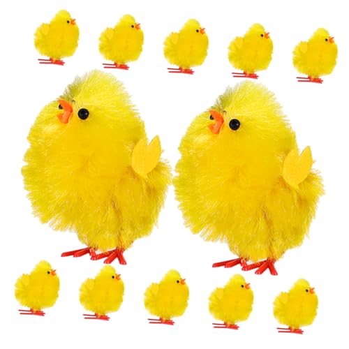 LIFKOME 12 Stücke Miniatur Küken Figuren Chenille Ostern Küken Party Zubehör Tisch Dekoration Für Kuchen Topper Und Ei Füllstoffe von LIFKOME