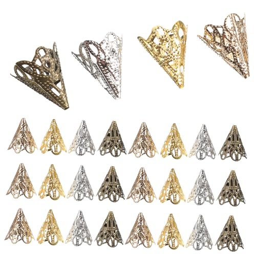 LIFKOME 120Stücke Schmuckperlenkappen DIY Zubehör Vintage Blumenkappen Hohldesign Farben Antikbronze für Armband und Schmuckherstellung von LIFKOME