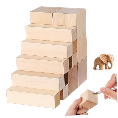 LIFKOME 13 Stück Basswood Schnitzholz Feinkörnige Holzblöcke zum Schnitzen Vielseitige für DIY Kunstprojekte Langlebiges Glattes Lindenholz für Anfänger und Profis Tragbar für Unterwegs von LIFKOME