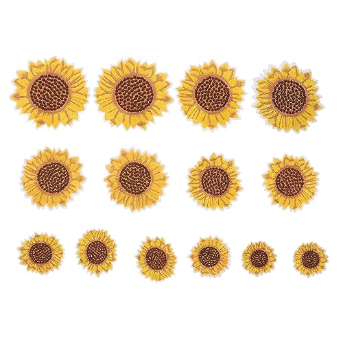 LIFKOME 14 Stück Sonnenblumen Stickerei Patches Applikationen für DIY Kleidung Taschen und Hüte Einfach Aufzubügeln Lebendige Farben und Detailliertes Design von LIFKOME