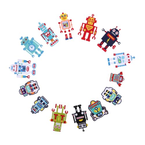 LIFKOME 14 Stück Stoffaufkleberroboter Kleideraufnäher Kleiderflicken Süße Patches Zum Aufnähen Aufnäher Für Jeans Süße Applikationen Zum Aufnähen Süße Gestickte Aufnäher Sticktuch von LIFKOME