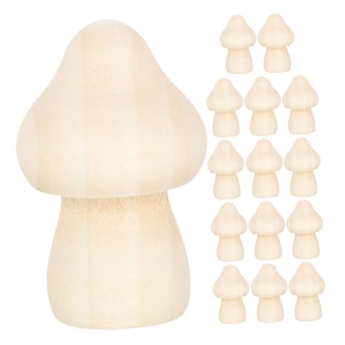 LIFKOME 15 Stück Holzpilze Ornament Pilze Kleine Figuren Party Requisiten Mini Zubehör Szene Cottage Erwachsene Malen Basteln DIY Holzpilz DIY Pilz Khaki von LIFKOME