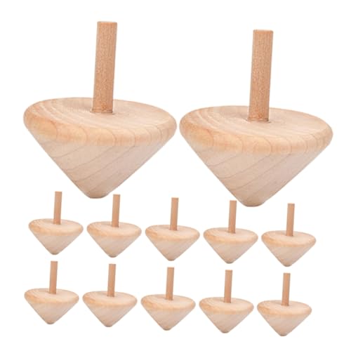 LIFKOME 15 Stück Kindermalerei der Top- für unbehandelte Holzplatten Spinning Top Party Brettspiele für Vorschulkinder Kinderkreisel hölzern Beige von LIFKOME