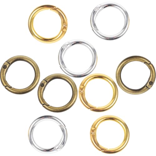 LIFKOME 15 Stück Runde Karabiner Schlüsselanhänger Teiliges Federöffnungs Ringe für DIY Schmuck Taschen und Schlüsselanhänger Antikgrünen Goldenen und Silbernen Ringen von LIFKOME
