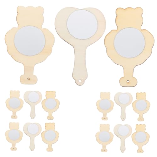 LIFKOME 15 Stück Teiliges DIY Holzspiegel für Sichere Mini Spiegel zum Bemalen Bastelmaterialien für Kindergeburtstag Originelles Malen und Dekorieren Zufällige Designs von LIFKOME