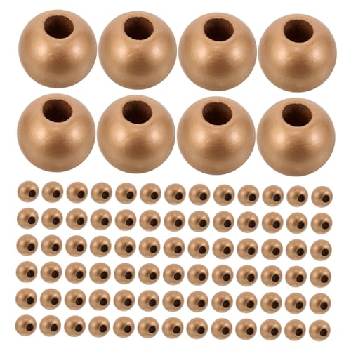 LIFKOME 150 Stück Große Runde Holzperlen mit Großem Loch für DIY Schmuckherstellung Natürliche Glatte Holzperlen für Armbänder Halsketten Schlüsselanhänger und Bastelprojekte von LIFKOME