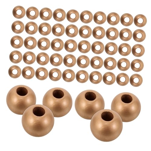 LIFKOME 150 Stück Holzperlen Süße Armbandanhänger Süße Armbandperlen Runde Perlen Kleine Perlen Für Armbänder Zur Herstellung Von Armbändern Holz Runde Golden von LIFKOME