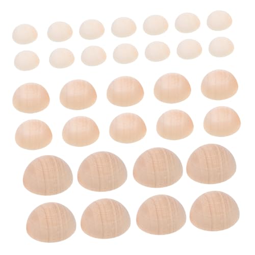 LIFKOME 150Stücke Halbe Holzperlen Unvollendete Runde Kugel zum Basteln DIY Schmuck und Kunstprojekte Natürliche Farbe für und Dekoration von LIFKOME