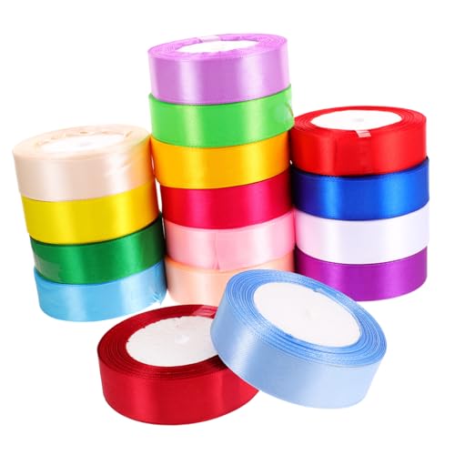 LIFKOME 16 Rollen Teiliges Bunte Polyester Satinbänder Vielseitiges Geschenkband für DIY Basteln Geschenkverpackung und Weihnachtsdeko Leicht Zuschneidbar und Einfach zu Lagern LIFKOME 16 Rollen Teiliges Bunte Polyester Satinbänder Vielseitiges Geschenkband für DIY Basteln Geschenkverpackung und Weihnachtsdeko Leicht Zuschneidbar und Einfach zu Lagern von LIFKOME