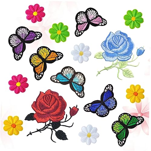 LIFKOME 16 Stck Teiliges Bunte Rosen Aufnäher zum Aufbügeln Stickerei Applikationen für Kleidung Taschen Hüte und DIY Projekte Vielseitig Einsetzbar und Einfach zu Handhaben von LIFKOME